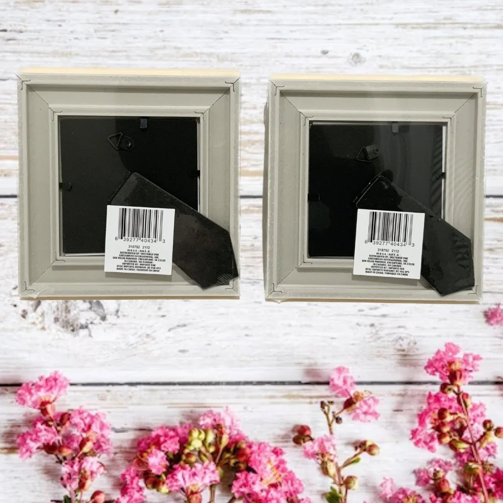 Set of 2 Picture Frames Ivory White Gold Photo Frame with Mat Poster Frame 4x4in